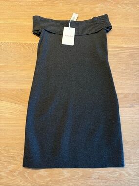 Sunday Best Off-Shoulder Black Knit Sheath Dress